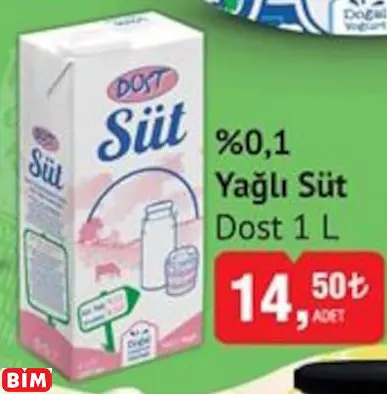 DOST %0,1 YAĞLI SÜT DOST %0,1 YAĞLI SÜT